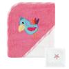 image:imageLuvable Friends Tropical Hooded Towel and Washcloth Pink Bird