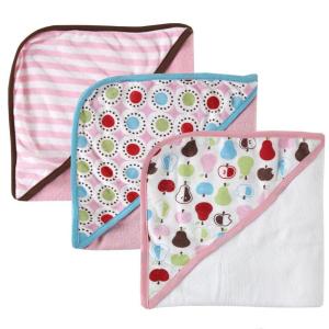 image:imageLuvable Friends Hooded Towels in Mesh Bag Blue 3CountPink