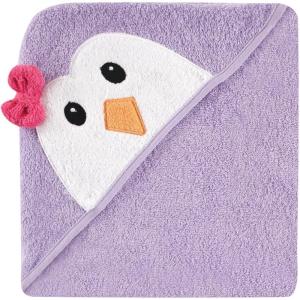 image:imageLuvable Friends Unisex Baby Cotton Animal Face Hooded Towel Moose One SizePurple Penguin