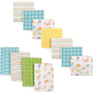 image:imageLuvable Friends Unisex Baby Cotton Flannel Burp Cloths and Receiving Blankets 11Piece Tribe One SizeAbc