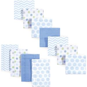 image:imageLuvable Friends Unisex Baby Cotton Flannel Burp Cloths and Receiving Blankets 11Piece Tribe One SizeBlue Chevron