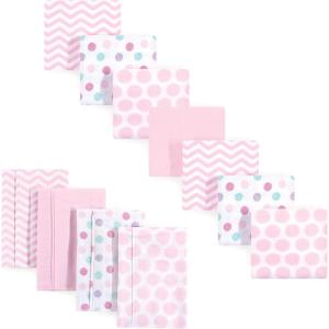 image:imageLuvable Friends Unisex Baby Cotton Flannel Burp Cloths and Receiving Blankets 11Piece Tribe One SizePink Chevron