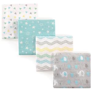 image:imageLuvable Friends Unisex Baby Cotton Flannel Receiving Blankets Boy Feathers 3Pack One SizeBasic Elephant 4pack