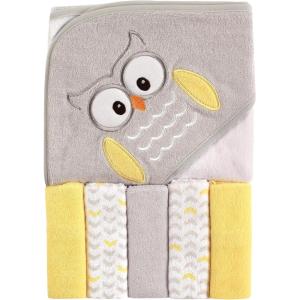 image:imageLuvable Friends Unisex Baby Hooded Towel with Five Washcloths Elephant Spray One SizeOwl