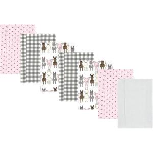 image:imageLuvable Friends Hudson Baby Flannel Burp Cloths 7pk Animal LeopardBarn Pals Pink