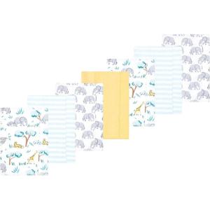 image:imageLuvable Friends Hudson Baby Flannel Burp Cloths 7pk Animal LeopardBlue Jungle Safari