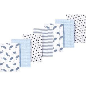 image:imageLuvable Friends Hudson Baby Flannel Burp Cloths 7pk Animal LeopardBlue Narwhal