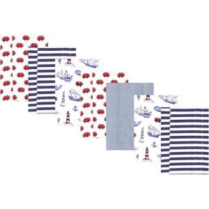 image:imageLuvable Friends Hudson Baby Flannel Burp Cloths 7pk Animal LeopardCoastal Lighthouse