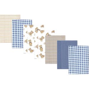 image:imageLuvable Friends Hudson Baby Flannel Burp Cloths 7pk Animal LeopardDapper Bear