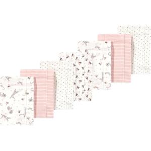 image:imageLuvable Friends Hudson Baby Flannel Burp Cloths 7pk Animal LeopardEiffel Pink