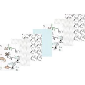 image:imageLuvable Friends Hudson Baby Flannel Burp Cloths 7pk Animal LeopardGray Dinosaur Journey