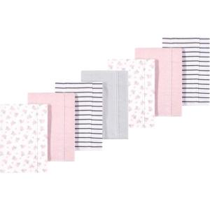 image:imageLuvable Friends Hudson Baby Flannel Burp Cloths 7pk Animal LeopardPink Blossom Gray