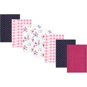 image:imageLuvable Friends Hudson Baby Flannel Burp Cloths 7pk Animal LeopardPink Butterfly Meadow