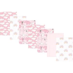 image:imageLuvable Friends Hudson Baby Flannel Burp Cloths 7pk Animal LeopardPink Elephant Parade
