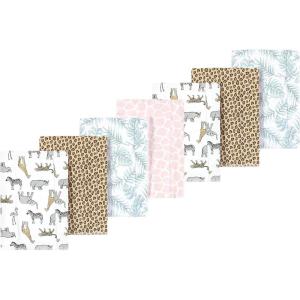 image:imageLuvable Friends Hudson Baby Flannel Burp Cloths 7pk Animal LeopardPink Safari Fun