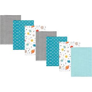 image:imageLuvable Friends Hudson Baby Flannel Burp Cloths 7pk Animal LeopardPlanets