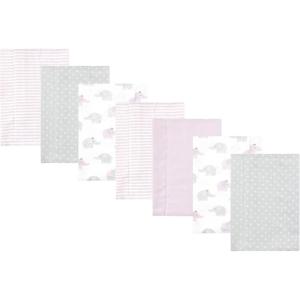 image:imageLuvable Friends Hudson Baby Flannel Burp Cloths 7pk Animal LeopardPurple Elephants