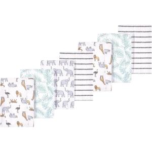 image:imageLuvable Friends Hudson Baby Flannel Burp Cloths 7pk Animal LeopardSafari Adventure