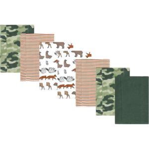 image:imageLuvable Friends Hudson Baby Flannel Burp Cloths 7pk Animal LeopardWoodland Animal Adventure