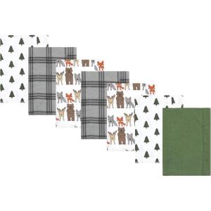 image:imageLuvable Friends Hudson Baby Flannel Burp Cloths 7pk Animal LeopardWoodland Bloom