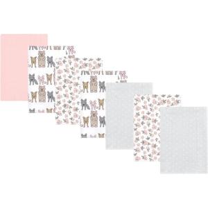 image:imageLuvable Friends Hudson Baby Flannel Burp Cloths 7pk Animal LeopardWoodland Bloom Pink