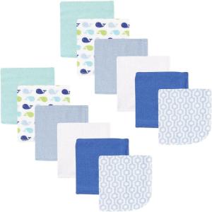 image:imageLuvable Friends Unisex Baby Cotton Rich Washcloths Blue Stripe One SizeBoy Whale