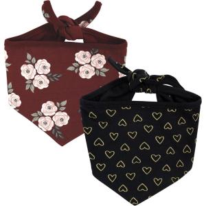 image:imageLuvable Friends Dog Reversible Pet Dog and Cat Bandana Bibs 2pk Banana Space One SizeBurgundy Floral Hearts