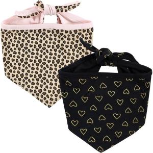 image:imageLuvable Friends Dog Reversible Pet Dog and Cat Bandana Bibs 2pk Banana Space One SizeLeopard Hearts