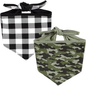 image:imageLuvable Friends Dog Reversible Pet Dog and Cat Bandana Bibs 2pk Banana Space One SizePlaid Camo