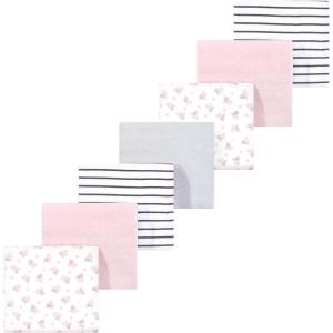 image:imageLuvable Friends Little Treasure Flannel Receiving Blankets 7pkPink Blossom Gray
