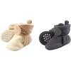 image:imageLuvable Friends Boy Cozy Fleece Booties 2Pack Cream Tan Charcoal 1218 Months