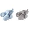 image:imageLuvable Friends Boy Cozy Fleece Booties 2Pack Light Blue Neutral Gray 06 Months