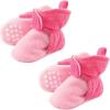 image:imageLuvable Friends Fleece Toddler Non Skid Slipper Booties 2 PackLight PinkDark Pink