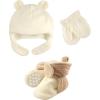 image:imageLuvable Friends Fleece Winter Hat Mittens and Booties SetCream and Tan