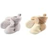 image:imageLuvable Friends Girl Cozy Fleece Booties 2Pack Gray Cream Tan 3 Toddler