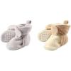 image:imageLuvable Friends Girl Cozy Fleece Booties 2Pack Gray Cream Tan 612 Months