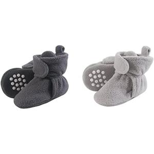 image:imageLuvable Friends Boy Cozy Fleece Booties 2Pack Charcoal Neutral Gray 06 Months