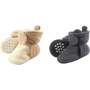 image:imageLuvable Friends Boy Cozy Fleece Booties 2Pack Cream Tan Charcoal 1218 Months