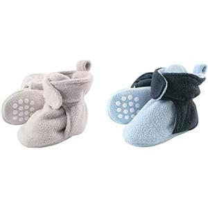 image:imageLuvable Friends Boy Cozy Fleece Booties 2Pack Gray Light Blue Navy 612 Months