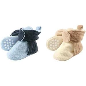 image:imageLuvable Friends Boy Cozy Fleece Booties 2Pack Light Blue Navy Cream Tan 612 Months