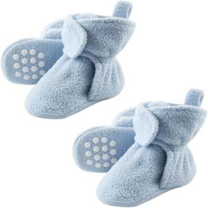 image:imageLuvable Friends Fleece Toddler Non Skid Slipper Booties 2 PackLight Blue