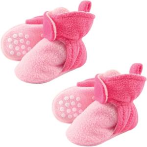 image:imageLuvable Friends Fleece Toddler Non Skid Slipper Booties 2 PackLight PinkDark Pink