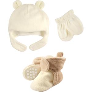 image:imageLuvable Friends Fleece Winter Hat Mittens and Booties SetCream and Tan