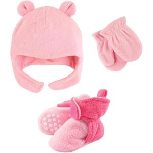 image:imageLuvable Friends Fleece Winter Hat Mittens and Booties SetDark Pink