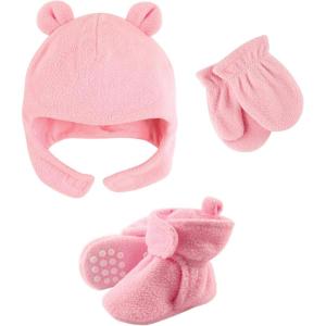 image:imageLuvable Friends Fleece Winter Hat Mittens and Booties SetLight Pink