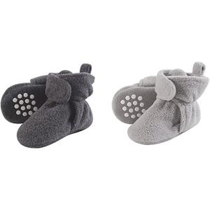 image:imageLuvable Friends Girl Cozy Fleece Booties 2Pack Charcoal Heather Neutral Gray 1218 Months