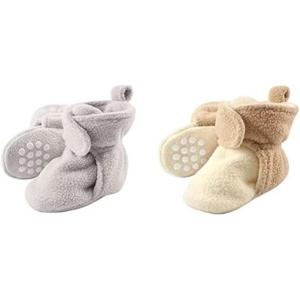 image:imageLuvable Friends Girl Cozy Fleece Booties 2Pack Gray Cream Tan 06 Months