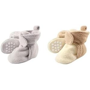 image:imageLuvable Friends Girl Cozy Fleece Booties 2Pack Gray Cream Tan 612 Months