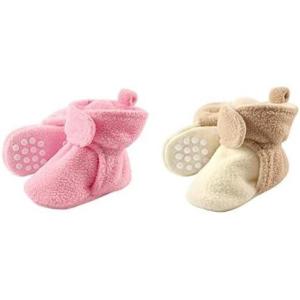 image:imageLuvable Friends Girl Cozy Fleece Booties 2Pack Light Pink Cream Tan 612 Months