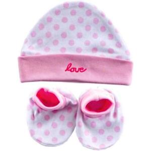 image:imageLuvable Friends Unisex Baby Cap and Booties SetPink